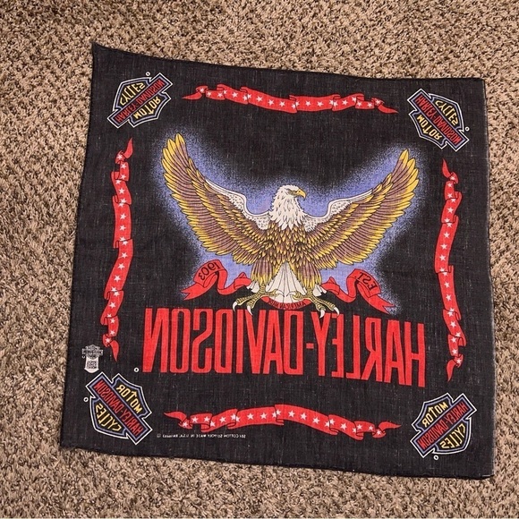 VINTAGE HARLEY DAVIDSON BANDANA SQUARE BIKER RETRO AMERICANA - Picture 3 of 6
